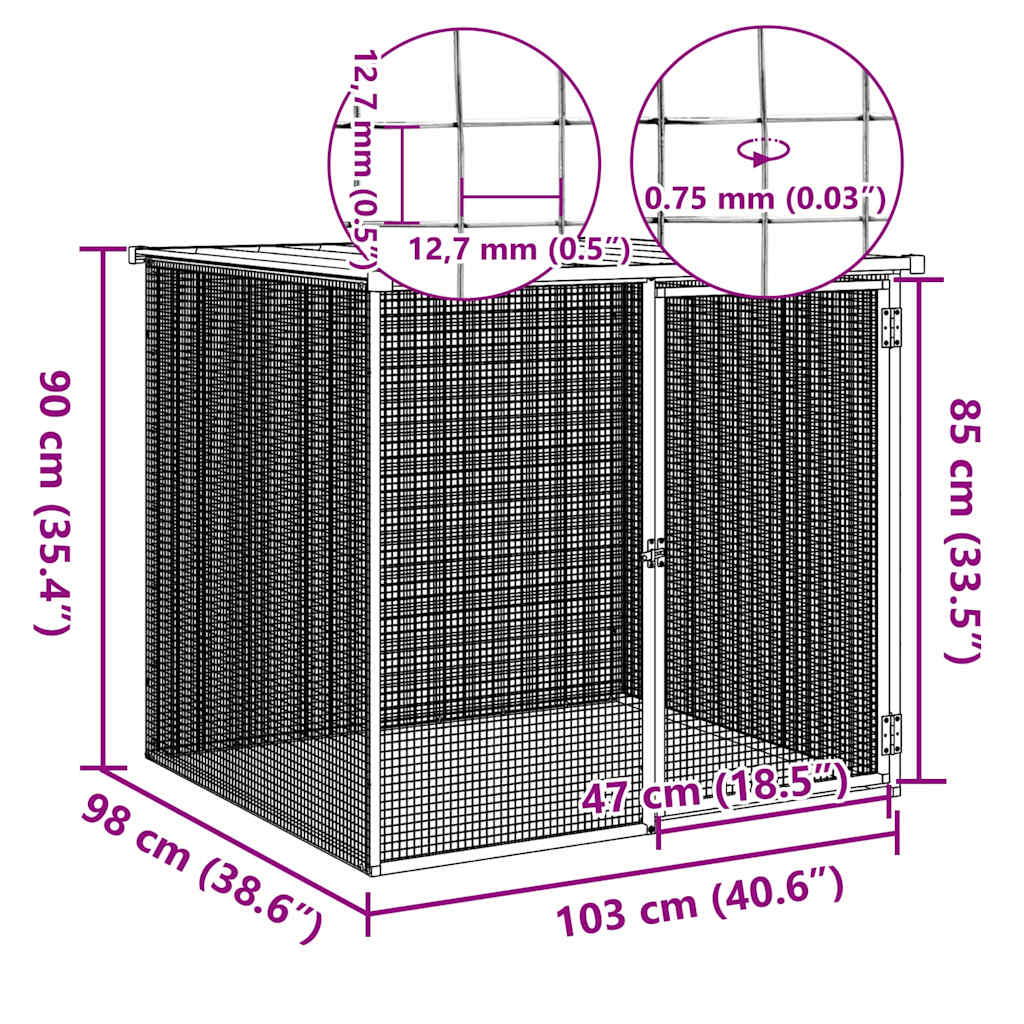 Kyllingbur med tak antrasitt 103x98x90 cm galvanisert stål vidaXL