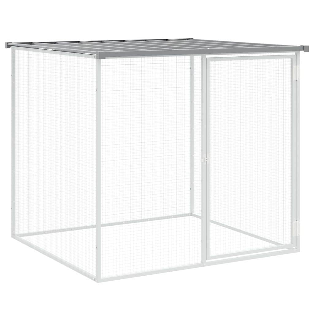 Kyllingbur med tak lysegrå 103x98x90 cm galvanisert stål vidaXL