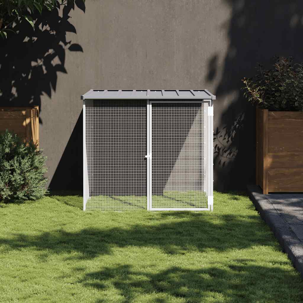 Kyllingbur med tak lysegrå 103x98x90 cm galvanisert stål vidaXL