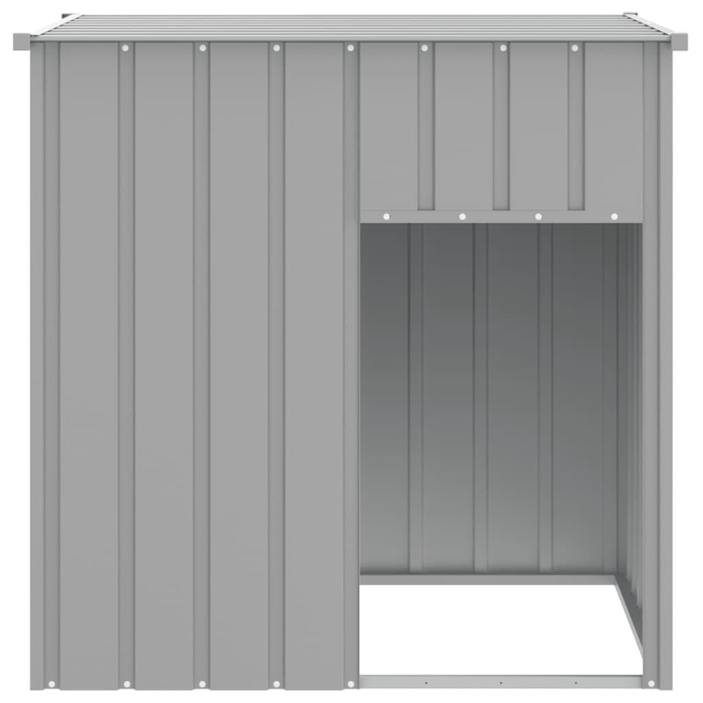 Hundehus med tak lysegrå 110x103x109 cm galvanisert stål