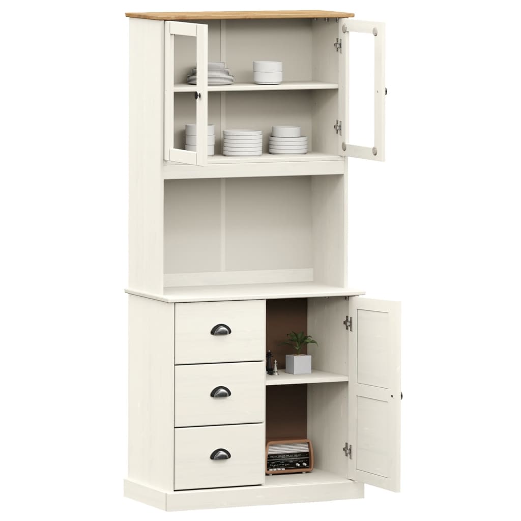 Highboard VIGO hvit 78x40x175 cm heltre furu vidaXL