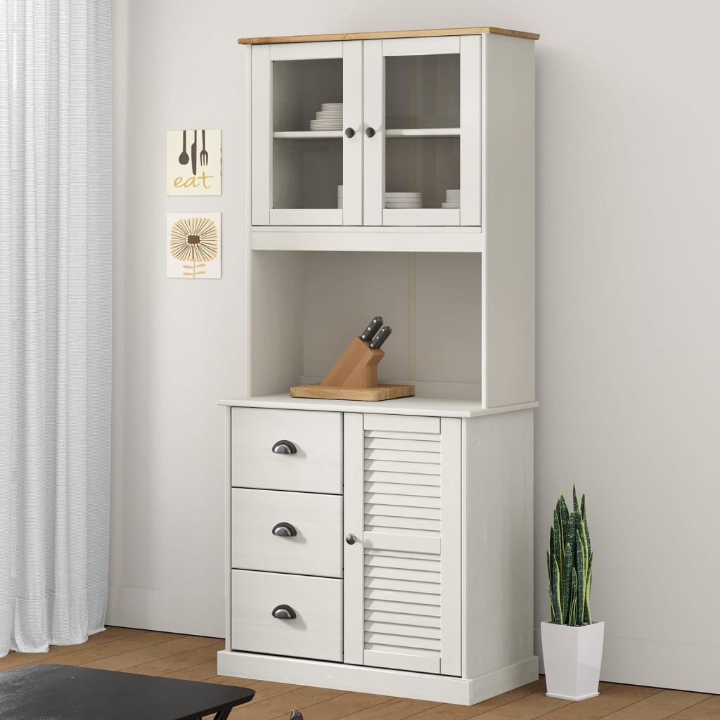 Highboard VIGO hvit 78x40x175 cm heltre furu vidaXL