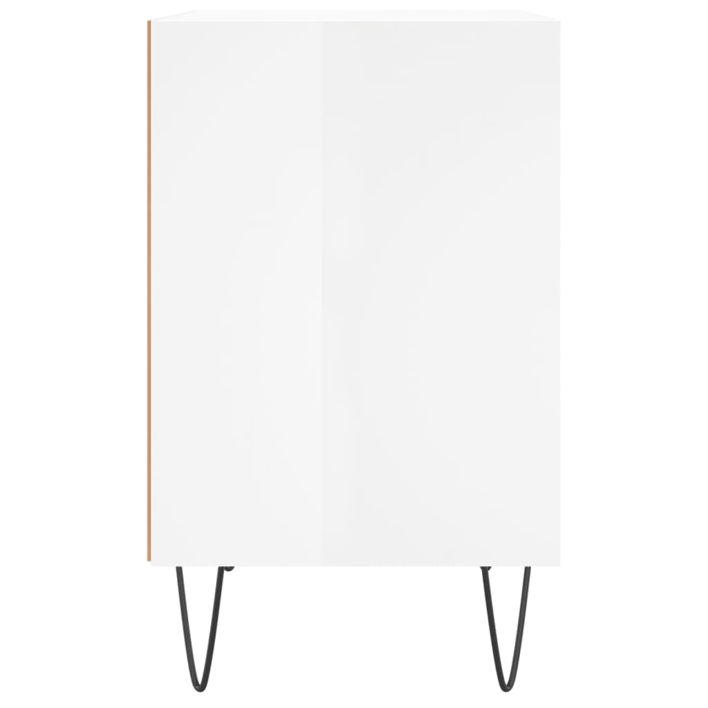 Nattbord høyglans hvit 40x30x50 cm konstruert tre
