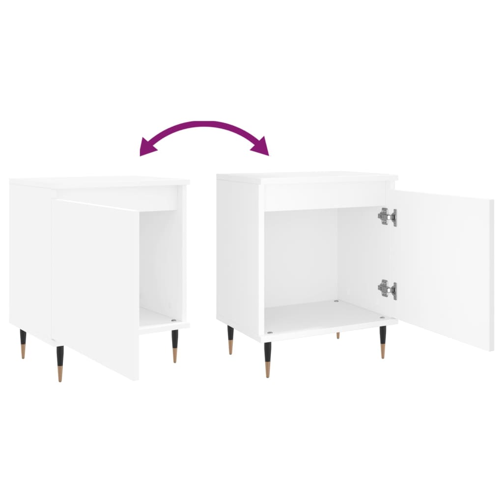 Nattbord 2 stk hvit 40x30x50 cm konstruert tre