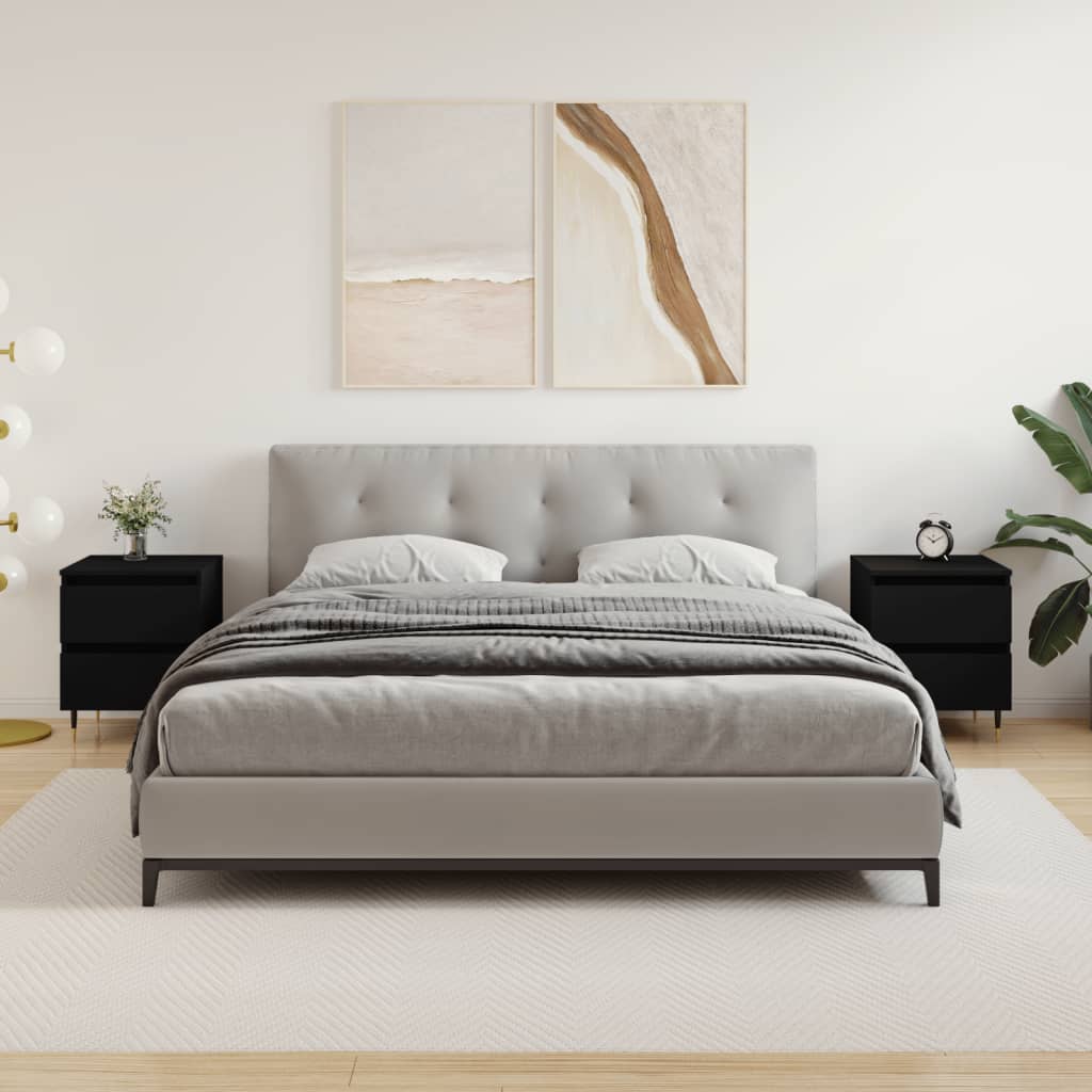 Nattbord 2 stk svart 40x35x50 cm konstruert tre