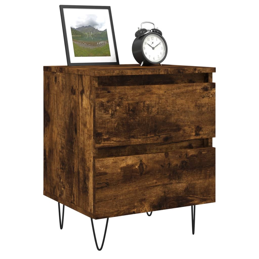 Nattbord 2 stk røkt eik 40x35x50 cm konstruert tre