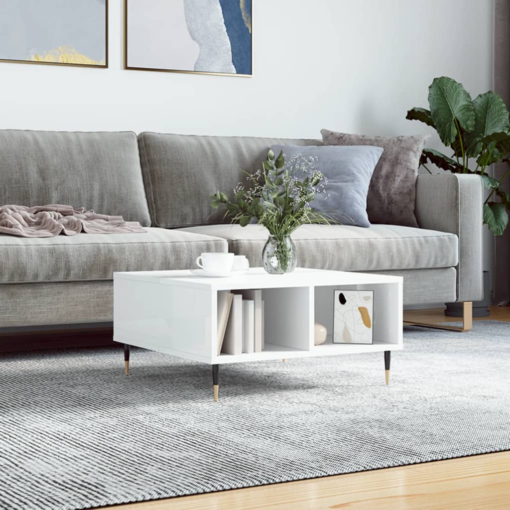 Salongbord høyglans hvit 60x60x30 cm konstruert tre vidaXL