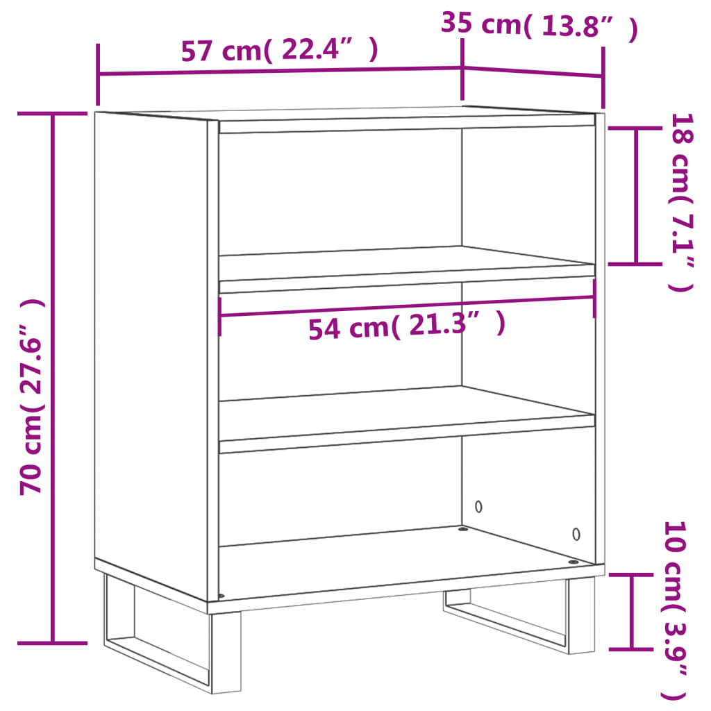 Skjenk svart 57x35x70 cm konstruert tre