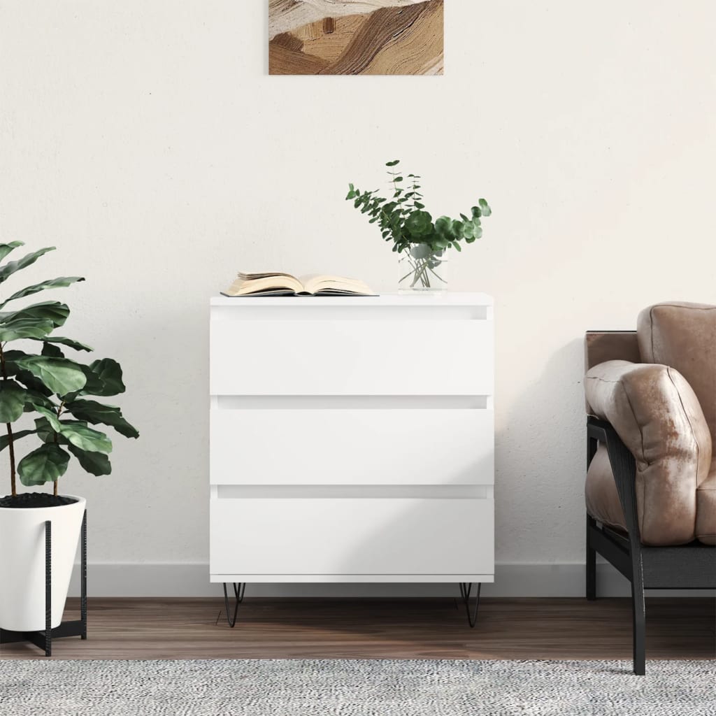 Skjenk hvit 60x35x70 cm konstruert tre