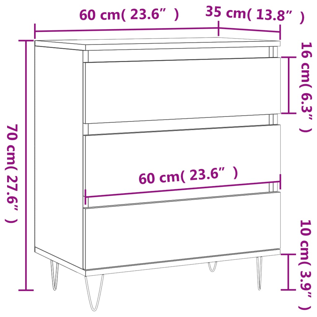 Skjenk betonggrå 60x35x70 cm konstruert tre