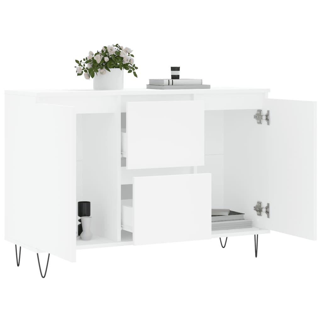 Skjenk hvit 101,5x35x70 cm konstruert tre