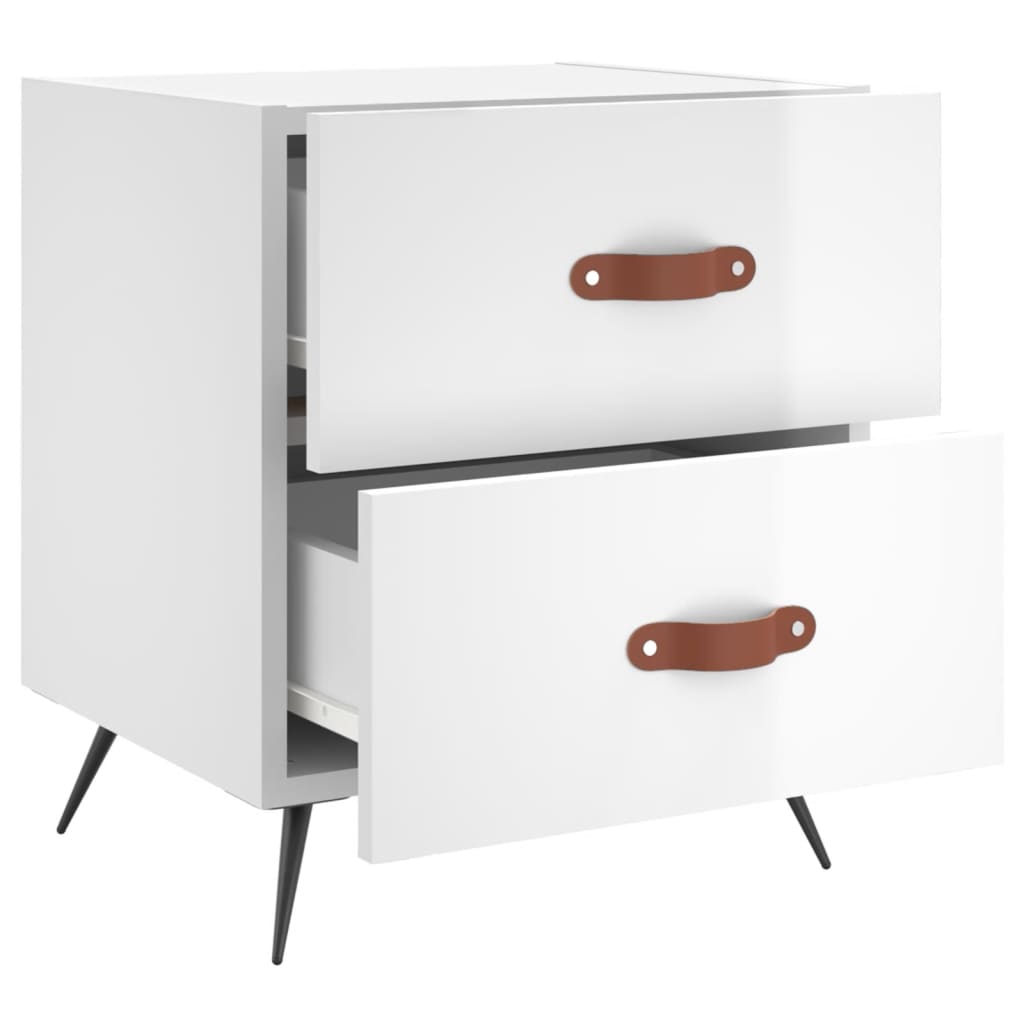 Nattbord høyglans hvit 40x35x47,5 cm konstruert tre