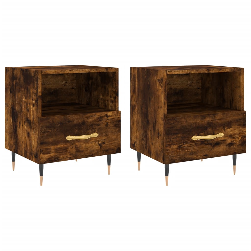 Nattbord 2 stk røkt eik 40x35x47,5 cm konstruert tre