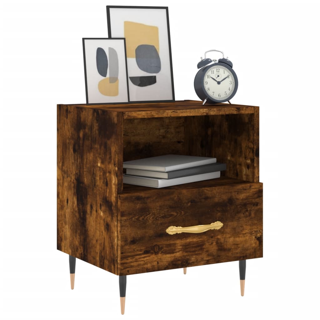 Nattbord 2 stk røkt eik 40x35x47,5 cm konstruert tre