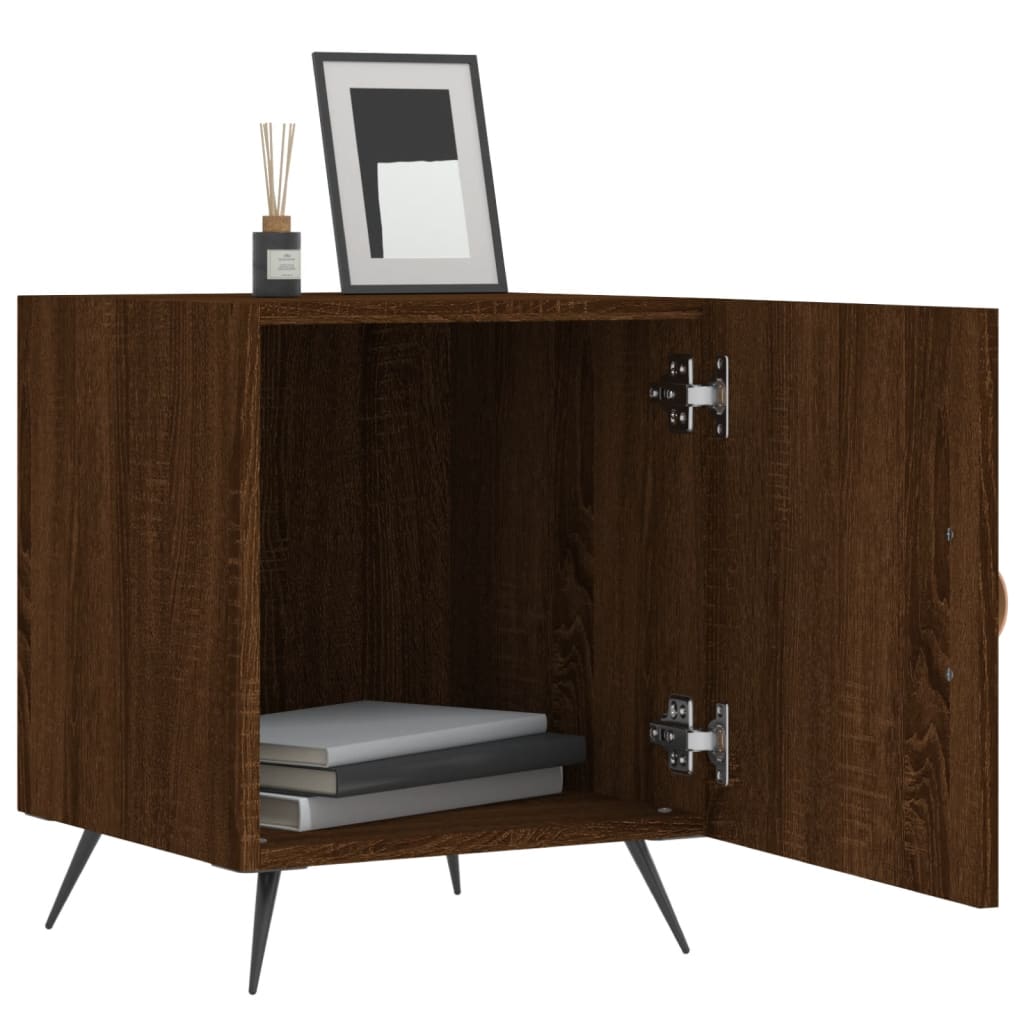 Nattbord 2 stk brun eik 40x40x50 cm konstruert tre