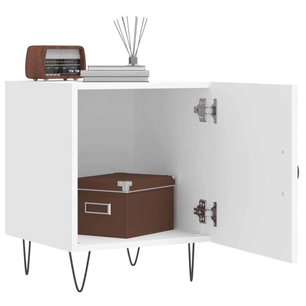 Nattbord hvit 40x40x50 cm konstruert tre