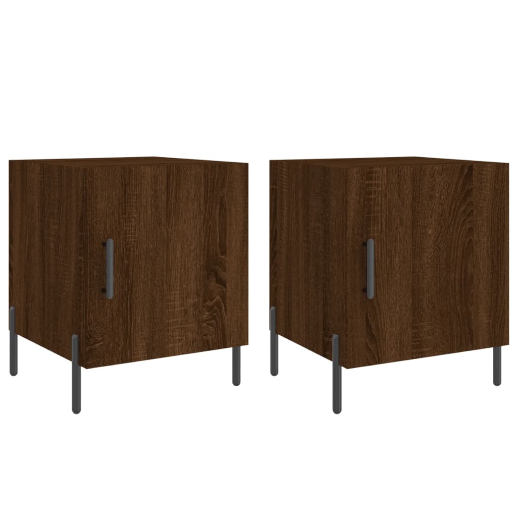 Nattbord 2 stk brun eik 40x40x50 cm konstruert tre
