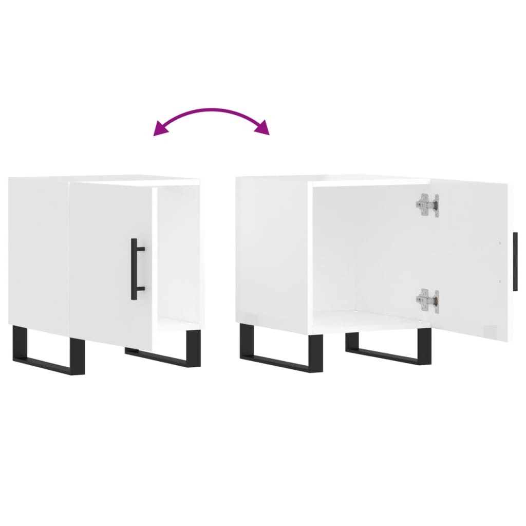 Nattbord høyglans hvit 40x40x50 cm konstruert tre