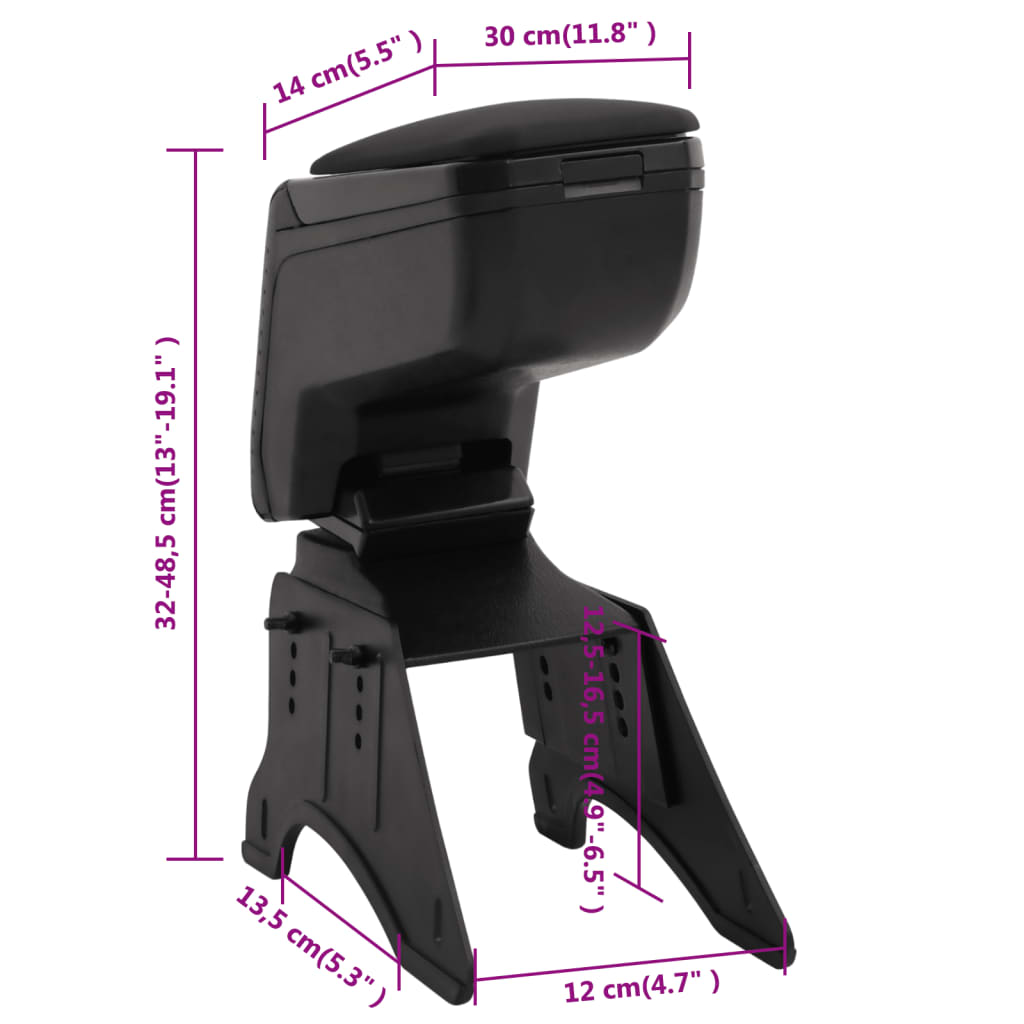 Bilarmlener universal svart 14x30x(32-48,5) cm ABS
