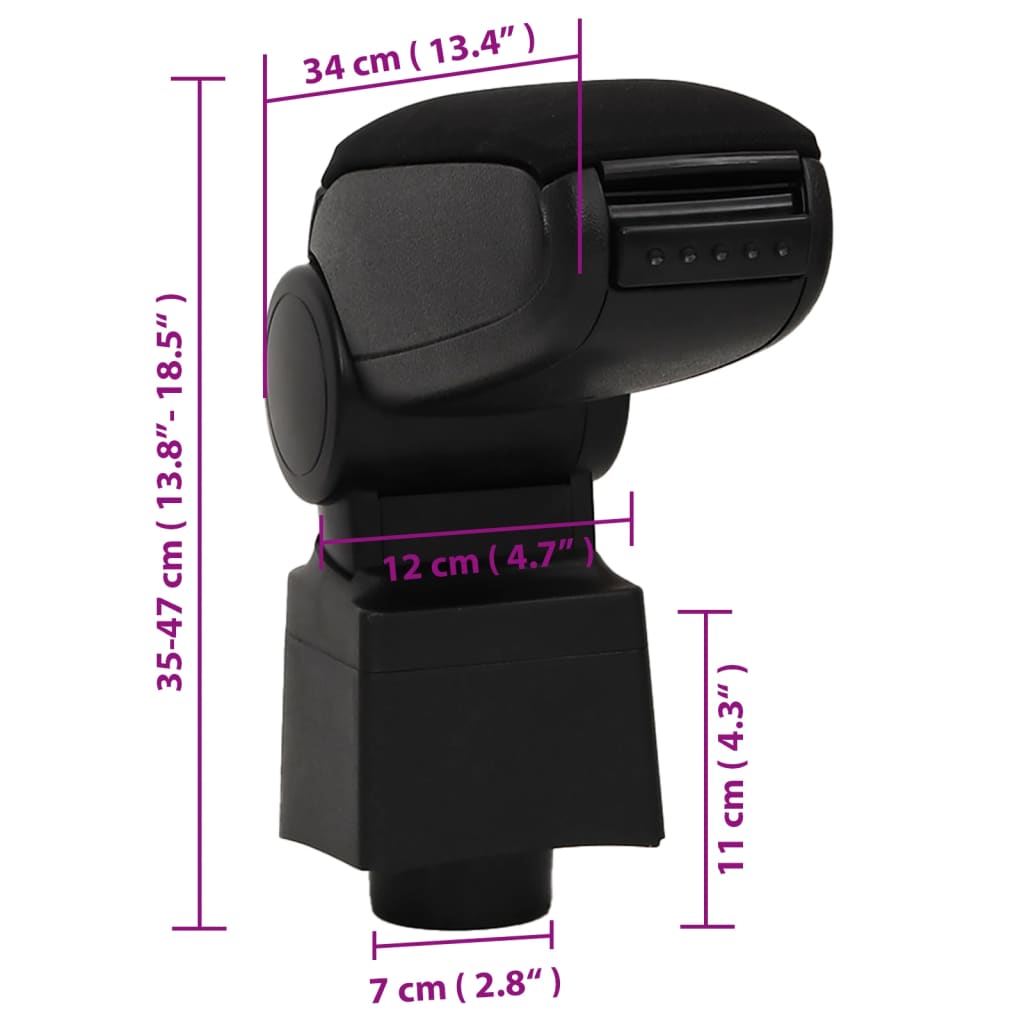 Bilarmlener svart 12x34x(35-47) cm ABS
