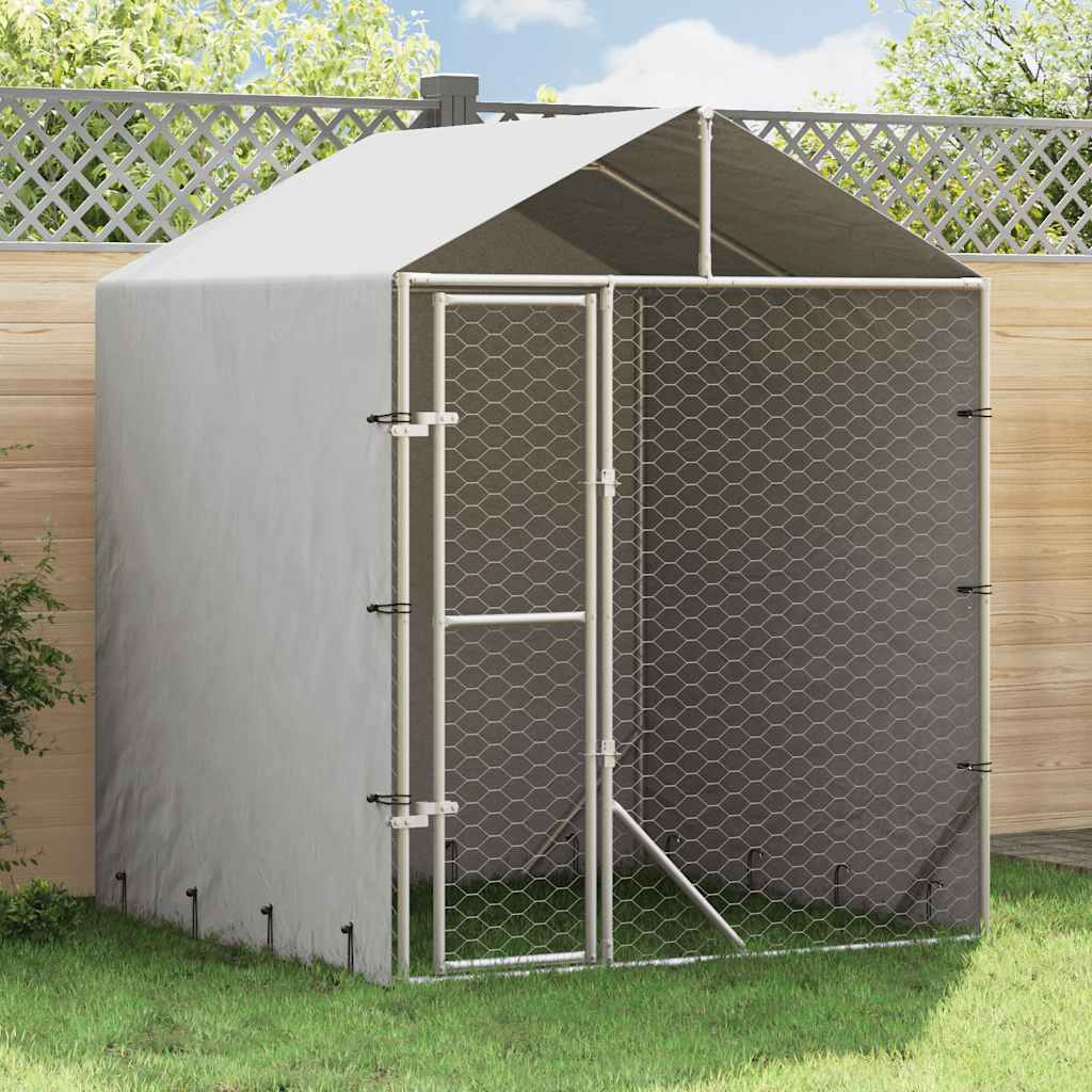 Utendørs hundekennel sølv 2x2x2,5 m galvanisert stål