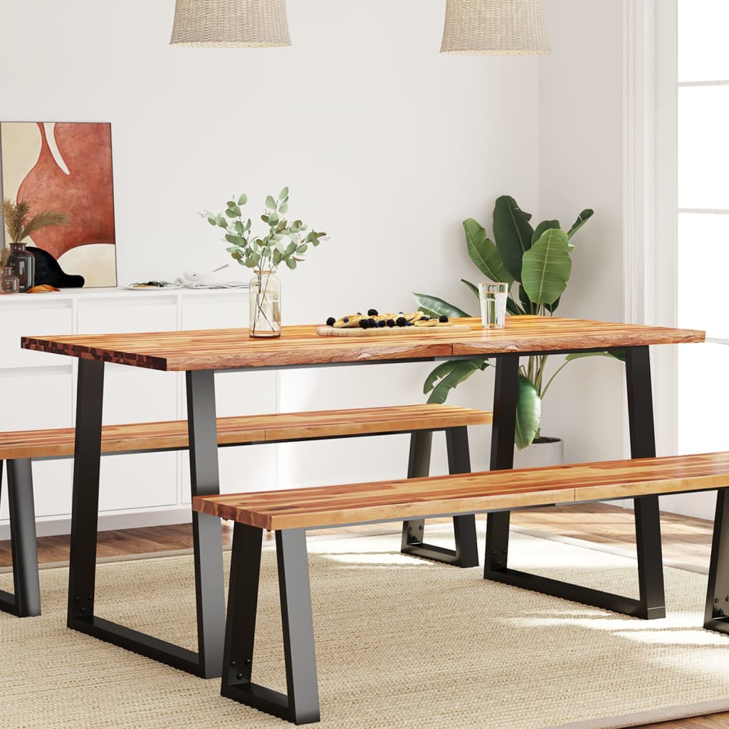 Spisebord med naturlig kant 160x80x75 cm heltre akasie