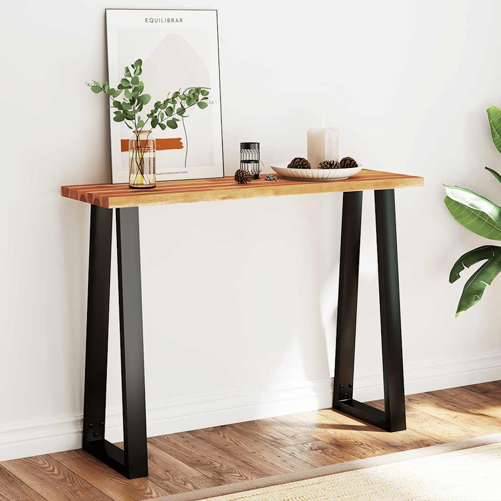 Konsollbord med naturlig kant 110x35x80 cm heltre akasie