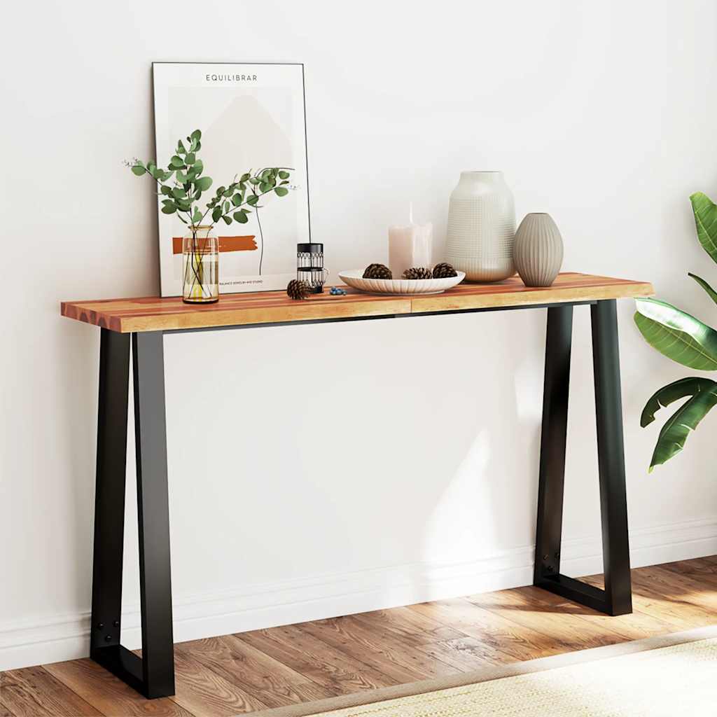 Konsollbord med naturlig kant 140x40x80 cm heltre akasie