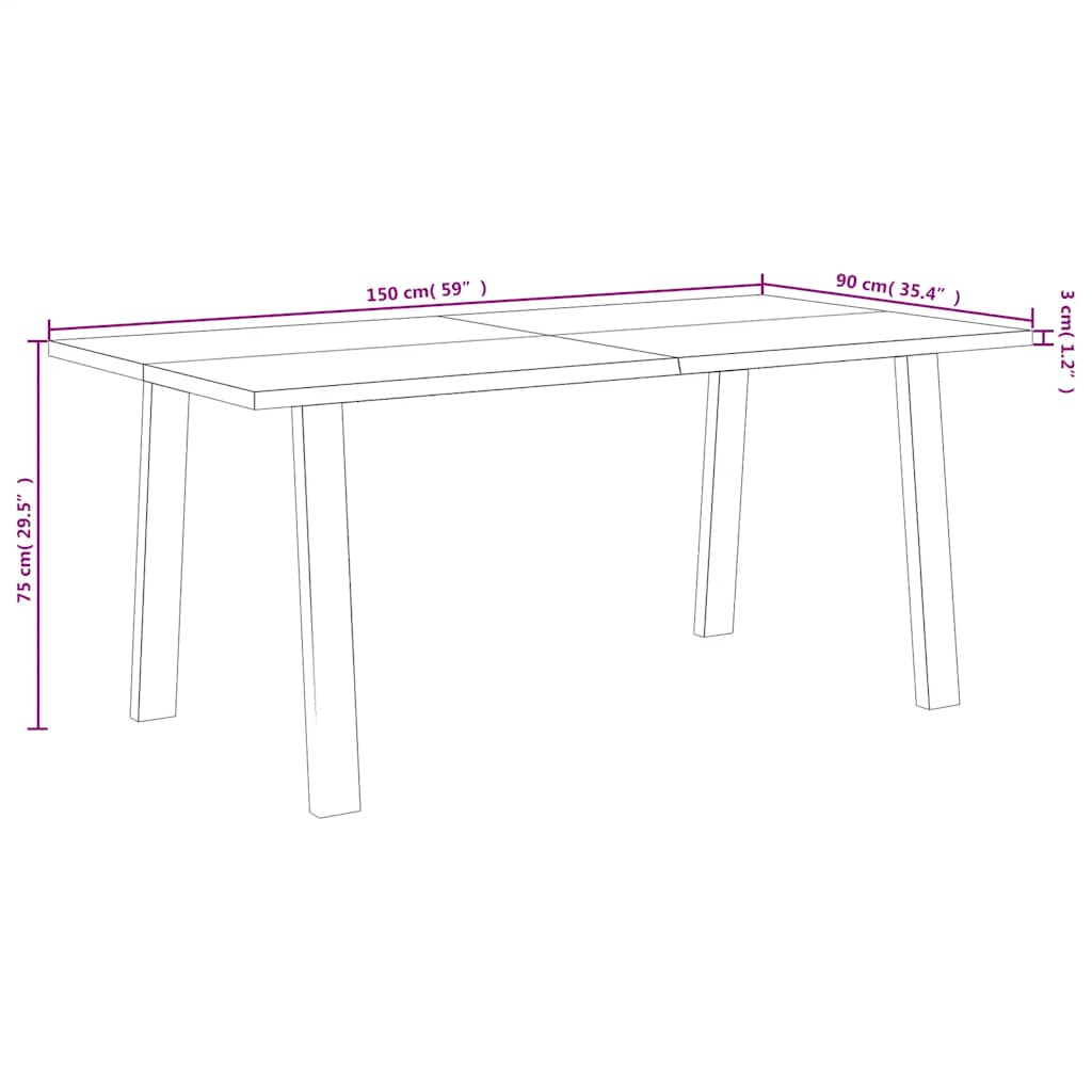 Spisebord 150x90x75 cm heltre akasie