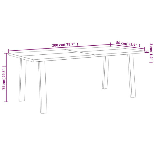 Spisebord 200x90x75 cm heltre akasie