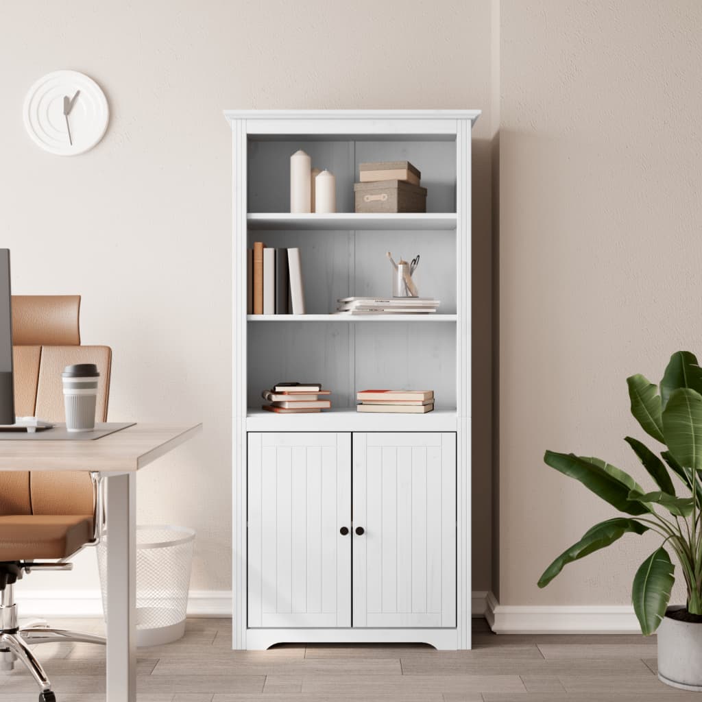 Bokhylle BODO hvit 82x40x173 cm heltre furu