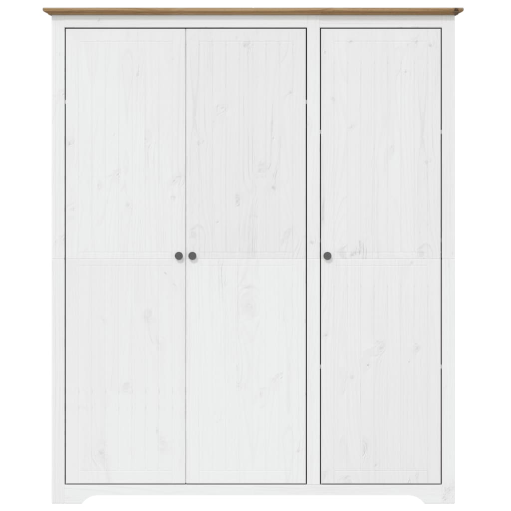Garderobe BODO hvit og brun 146x53,5x173 cm heltre furu