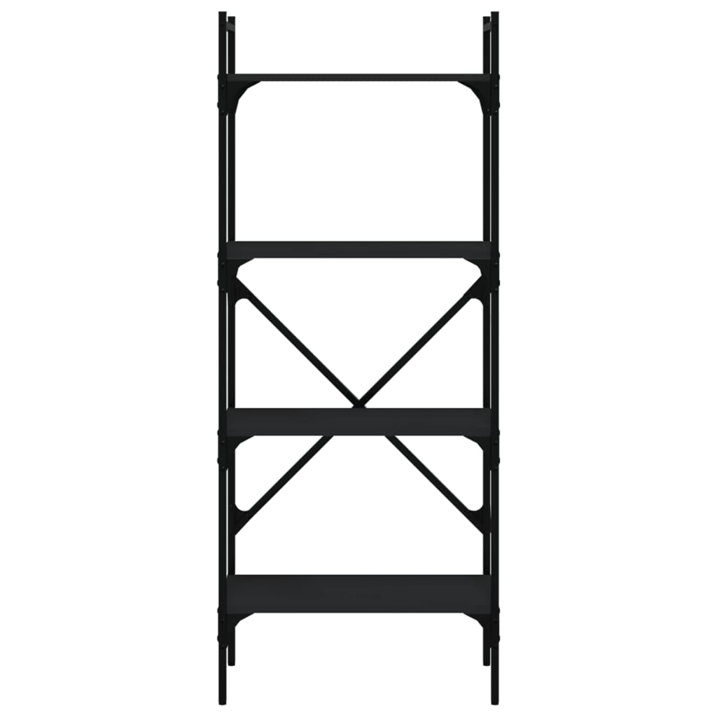 Bokhylle 4 etasjer svart 56x31,5x138,5 cm konstruert tre