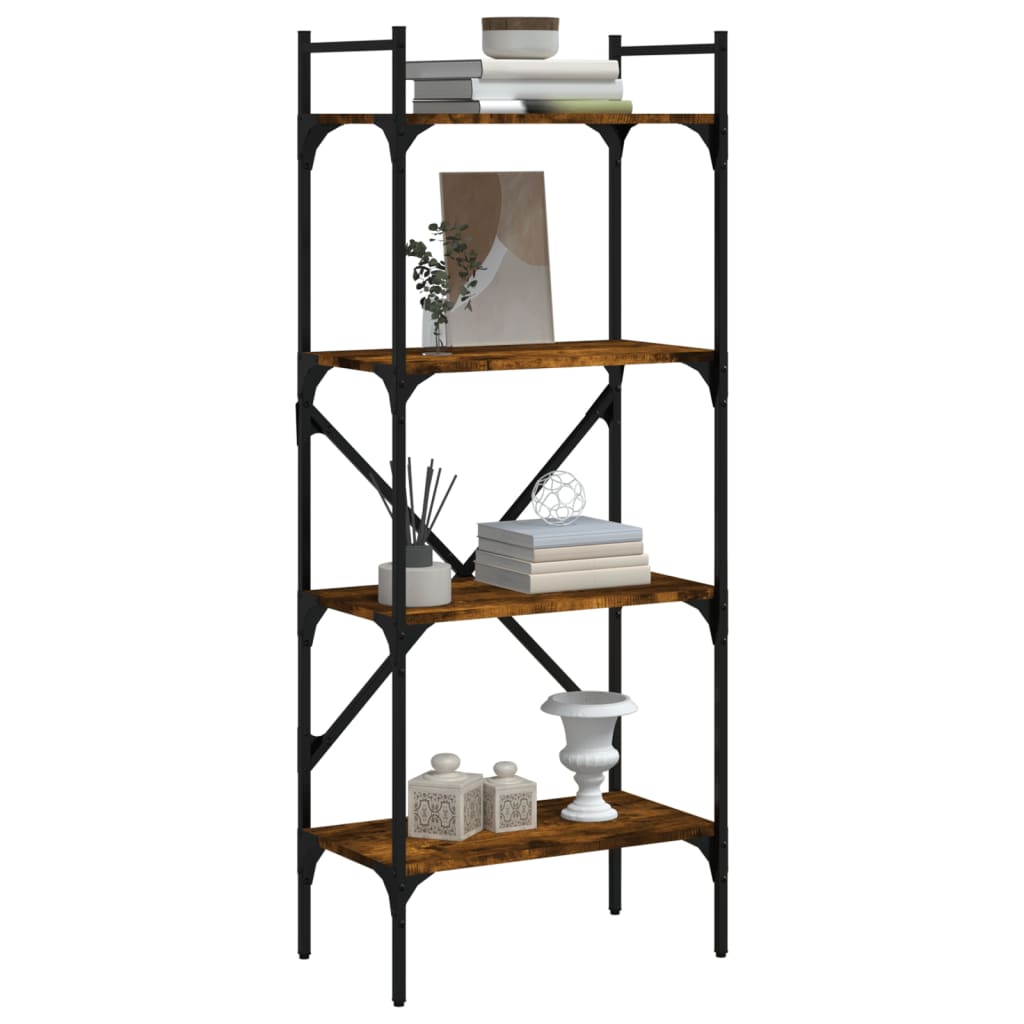 Bokhylle 4 etasjer røkt eik 56x31,5x138,5 cm konstruert tre