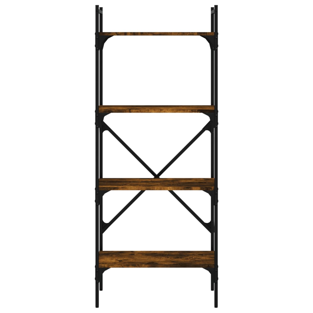 Bokhylle 4 etasjer røkt eik 56x31,5x138,5 cm konstruert tre