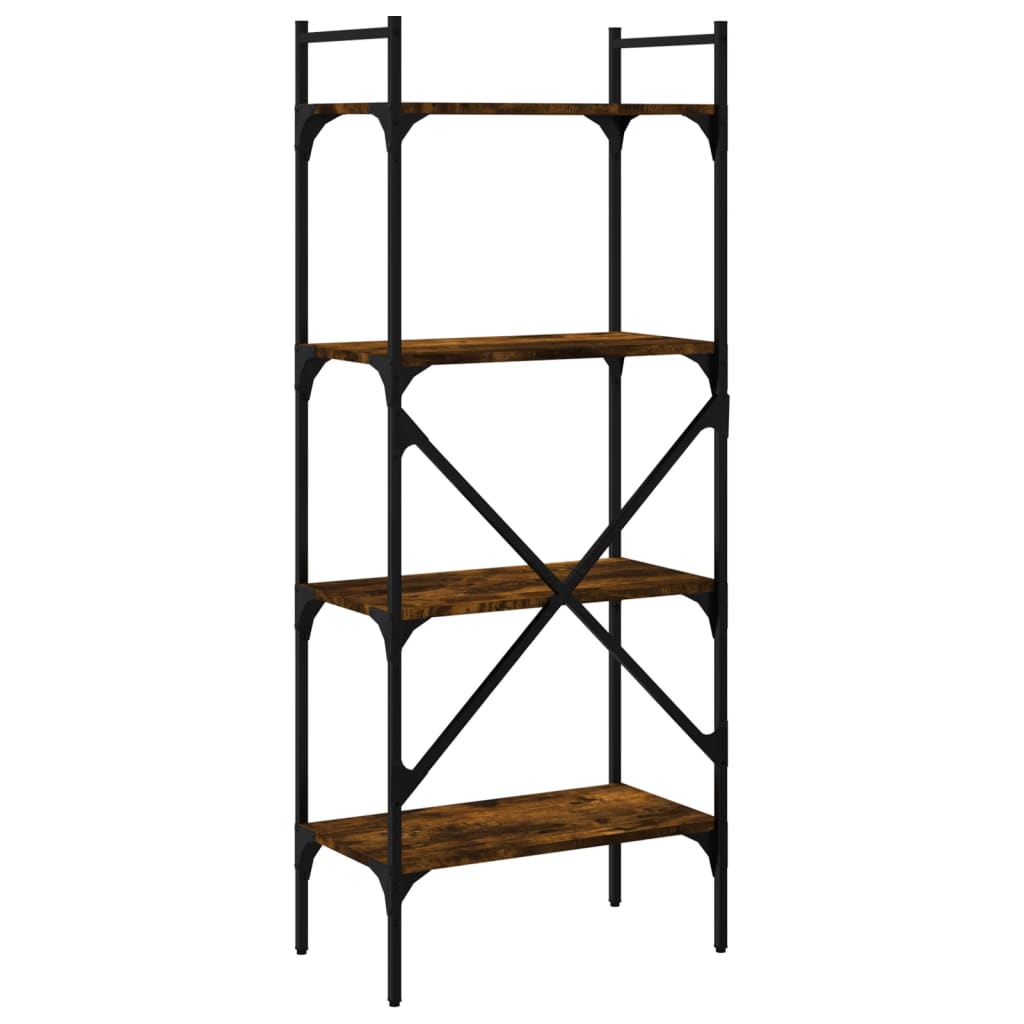 Bokhylle 4 etasjer røkt eik 56x31,5x138,5 cm konstruert tre