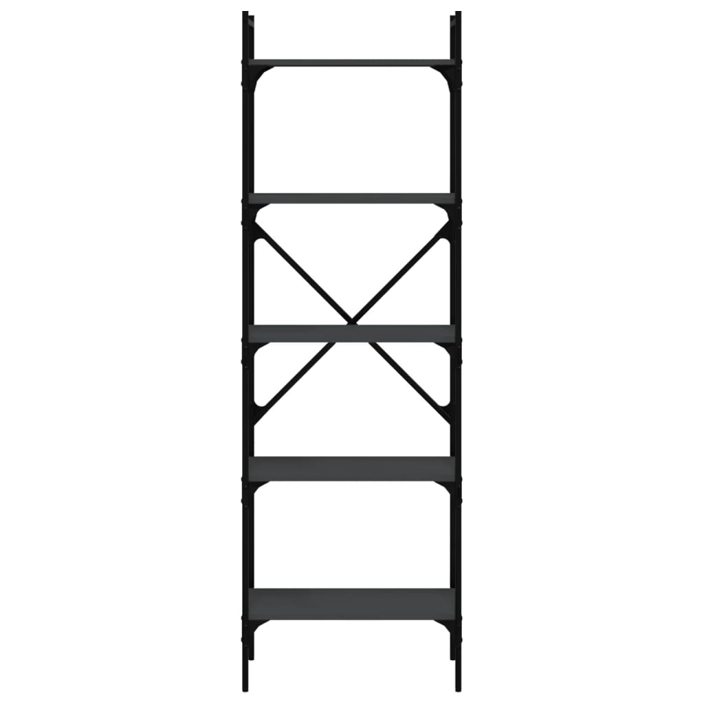 Bokhylle 5 etasjer svart 56x31,5x174 cm konstruert tre