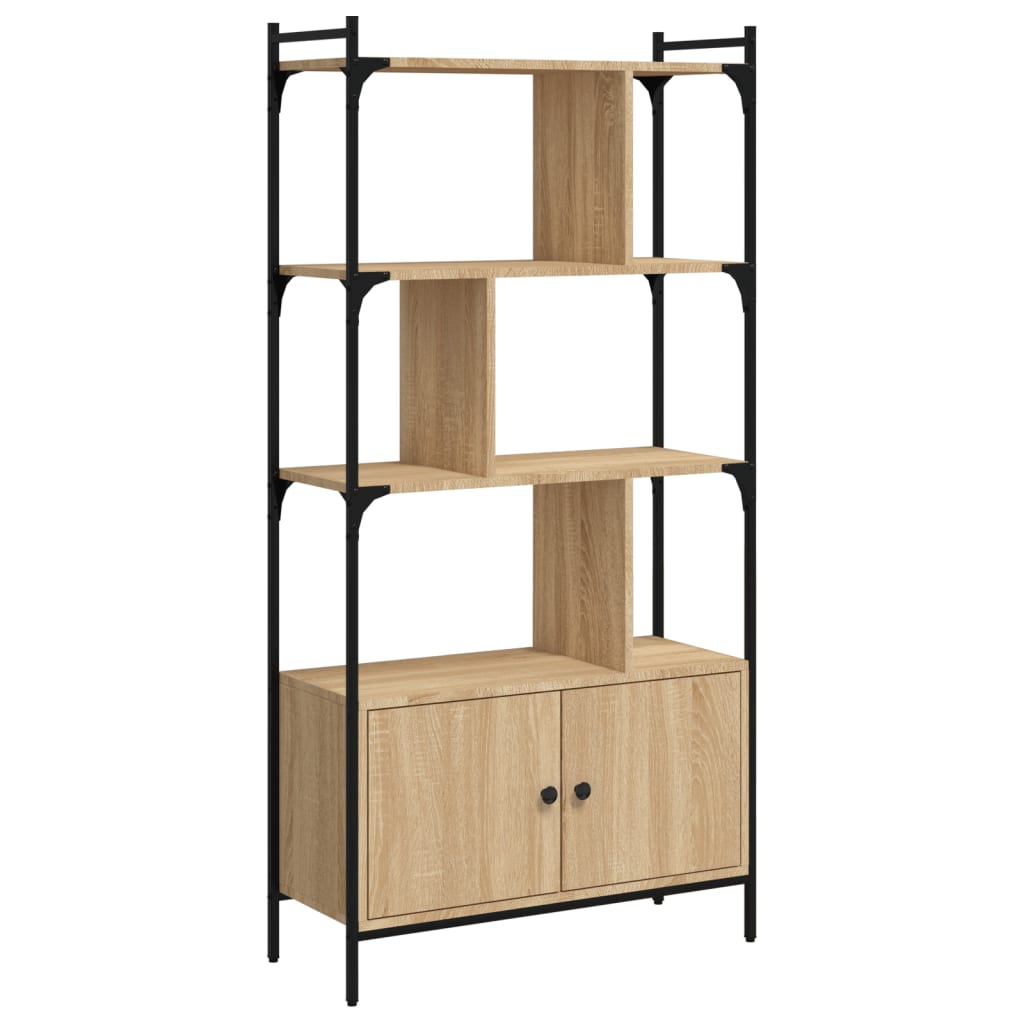 Bokhylle med dører Sonoma eik 76,5x30x154,5 cm konstruert tre