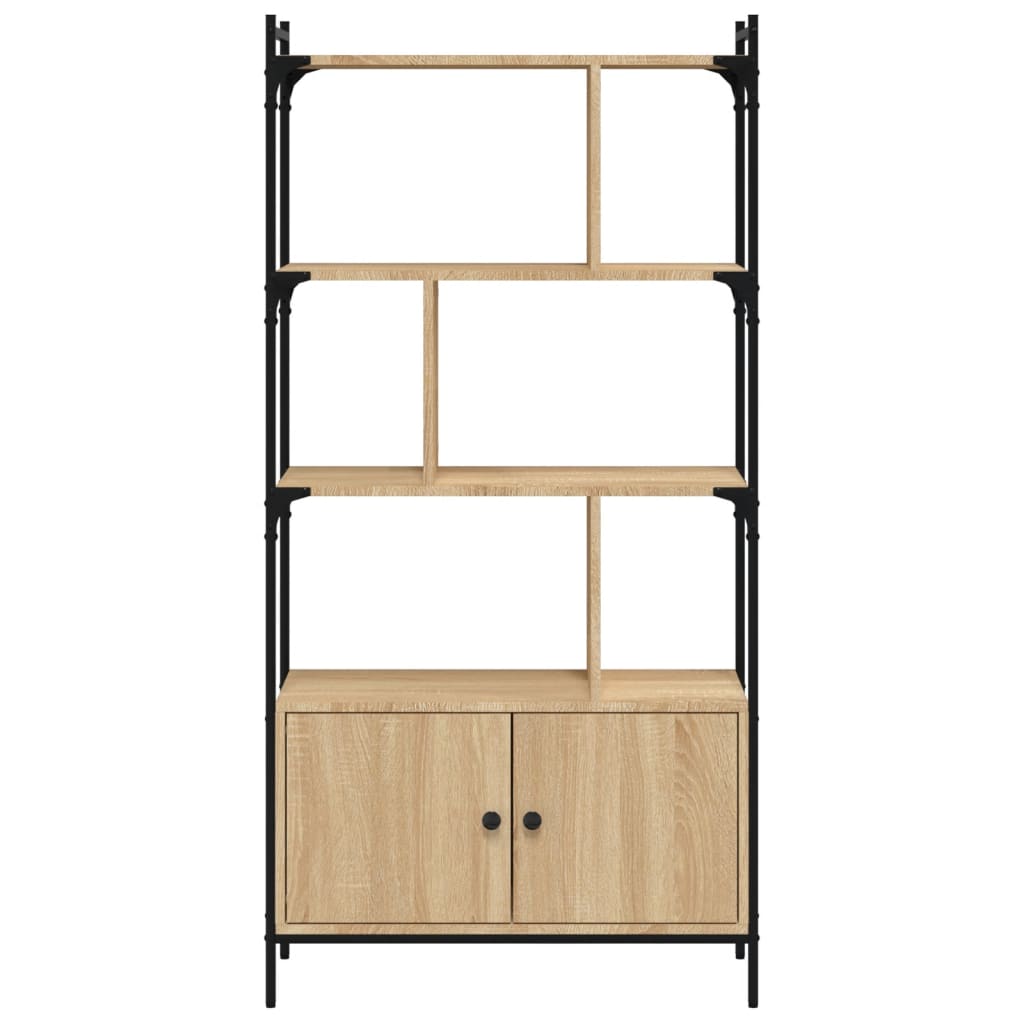 Bokhylle med dører Sonoma eik 76,5x30x154,5 cm konstruert tre