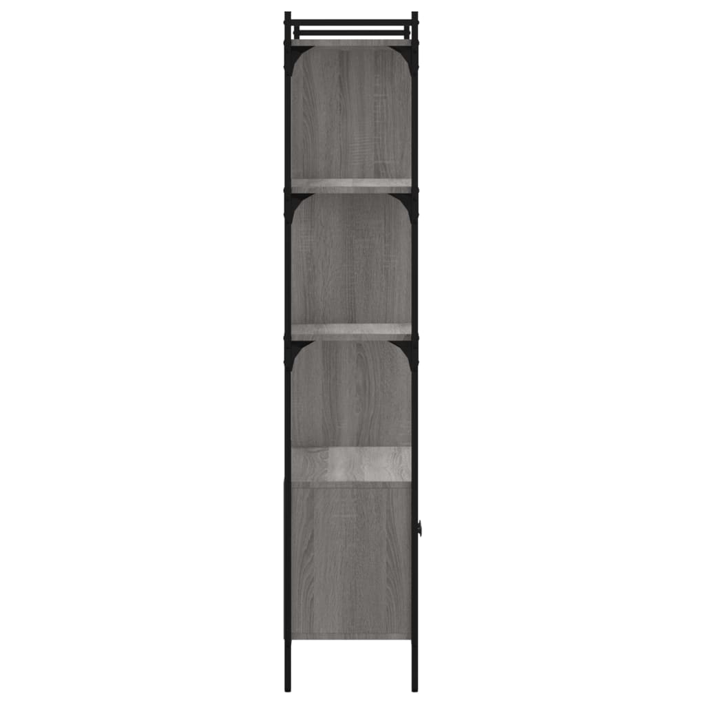 Bokhylle med dører grå sonoma 76,5x30x154,5 cm konstruert tre