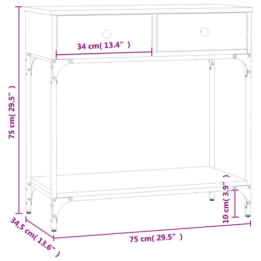 Konsollbord sonoma eik 75x34,5x75 cm konstruert tre