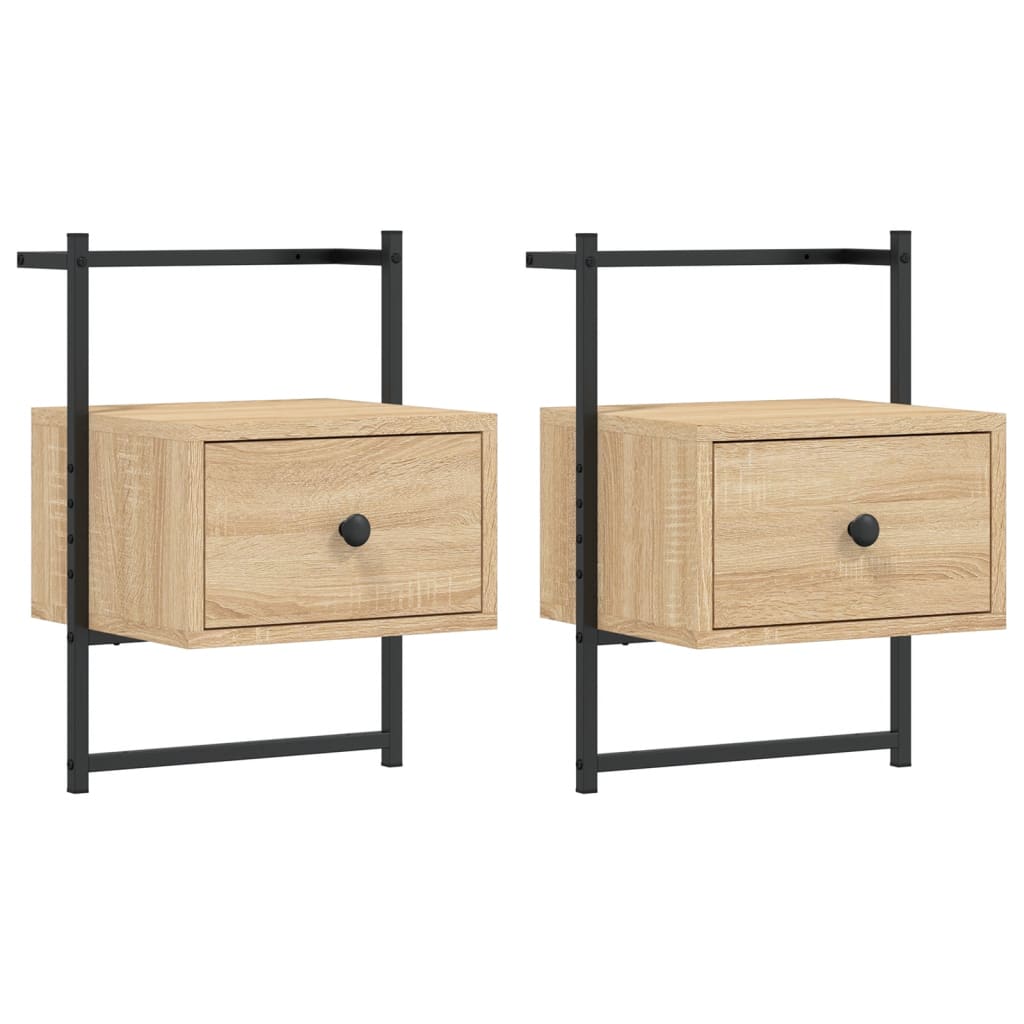Nattbord 2 stk veggmontert sonoma eik 35x30x51cm konstruert tre