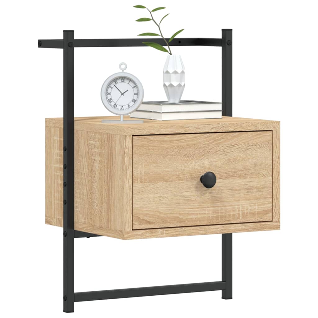 Nattbord 2 stk veggmontert sonoma eik 35x30x51cm konstruert tre