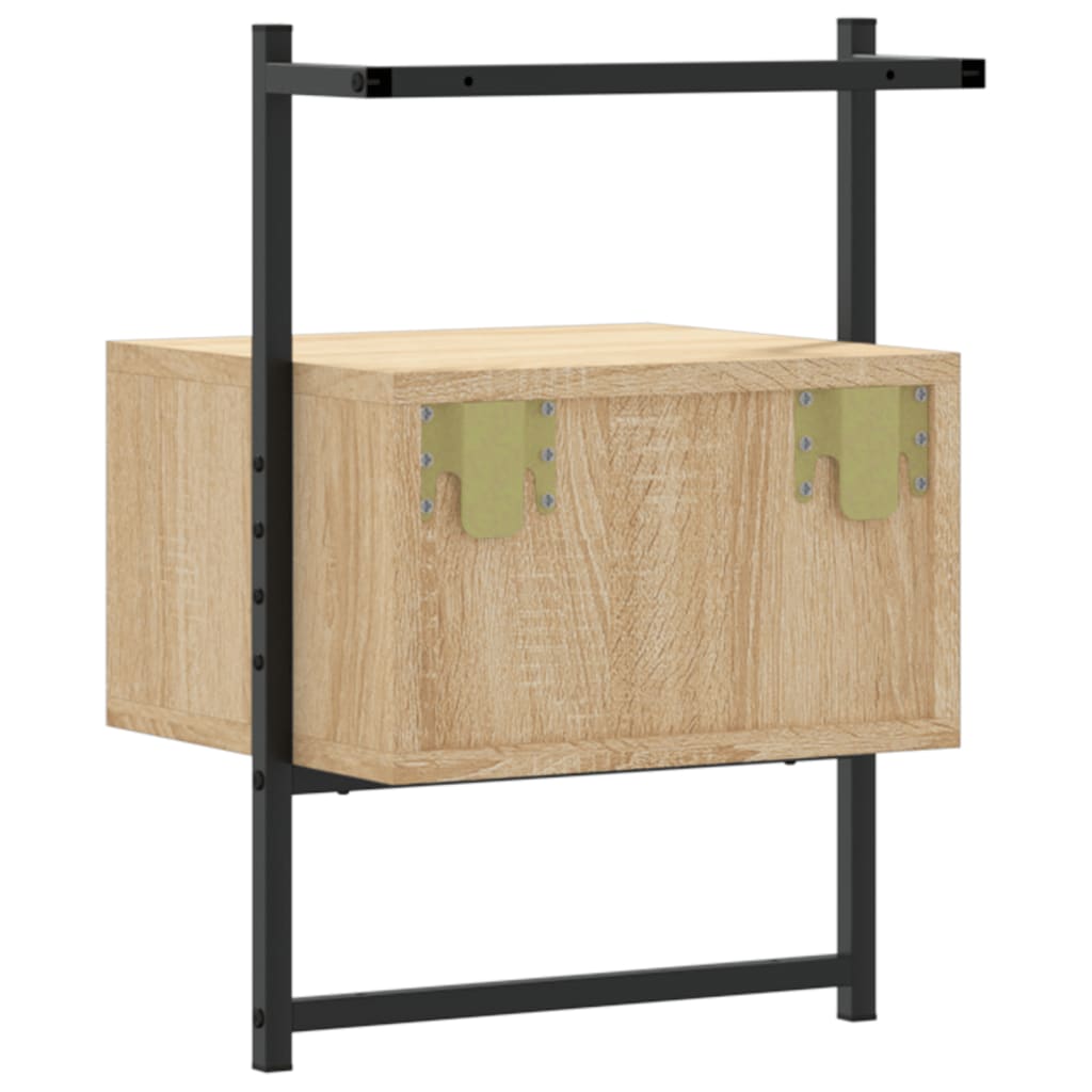 Nattbord 2 stk veggmontert sonoma eik 35x30x51cm konstruert tre