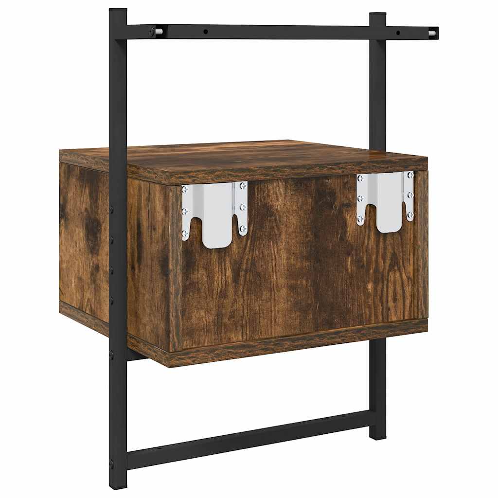 Nattbord veggmontert 2 stk røkt eik 35x30x51 cm konstruert tre