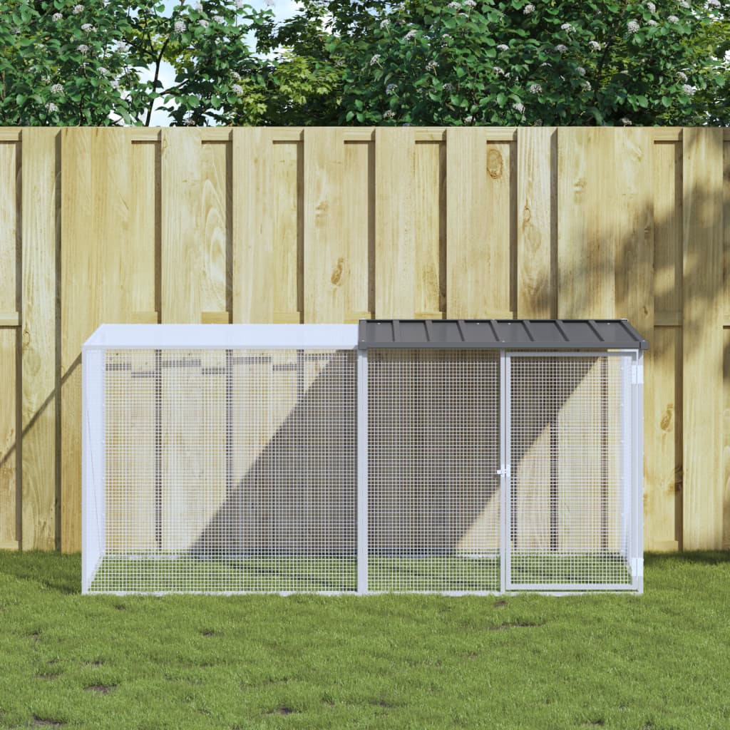 Kyllingbur med tak antrasitt 203x98x90 cm galvanisert stål vidaXL