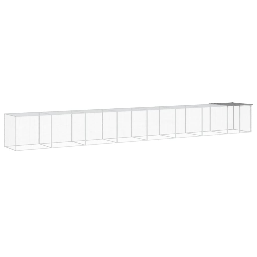 Kyllingbur med tak lysegrå 803x98x90 cm galvanisert stål vidaXL