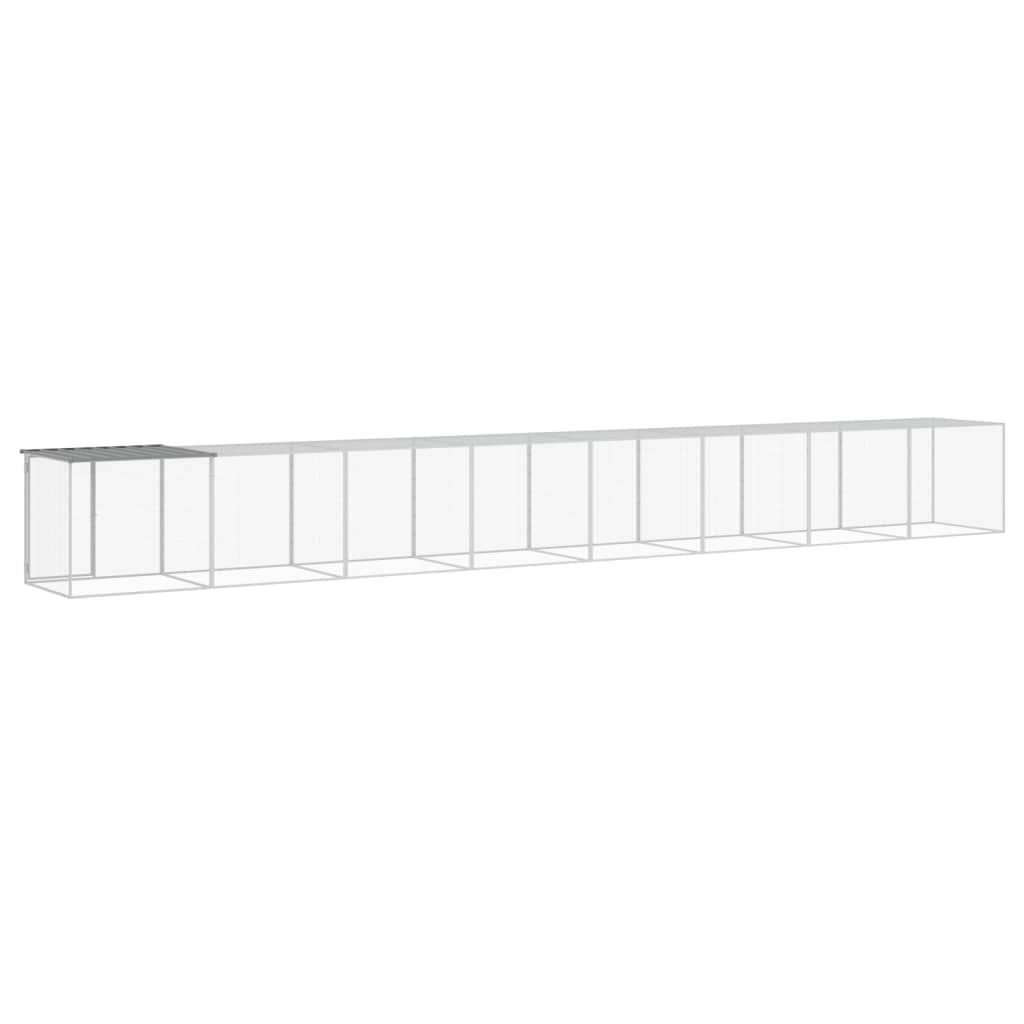 Kyllingbur med tak lysegrå 803x98x90 cm galvanisert stål vidaXL