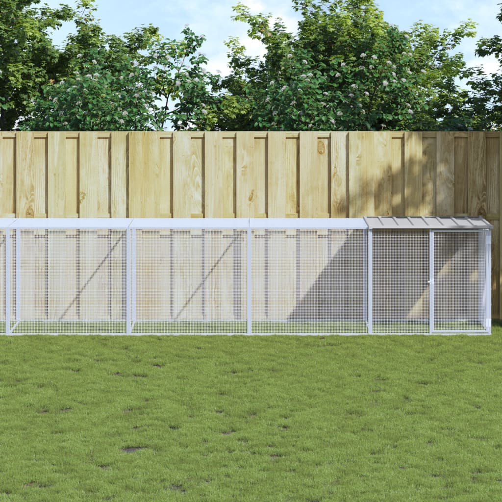 Kyllingbur med tak lysegrå 803x98x90 cm galvanisert stål vidaXL