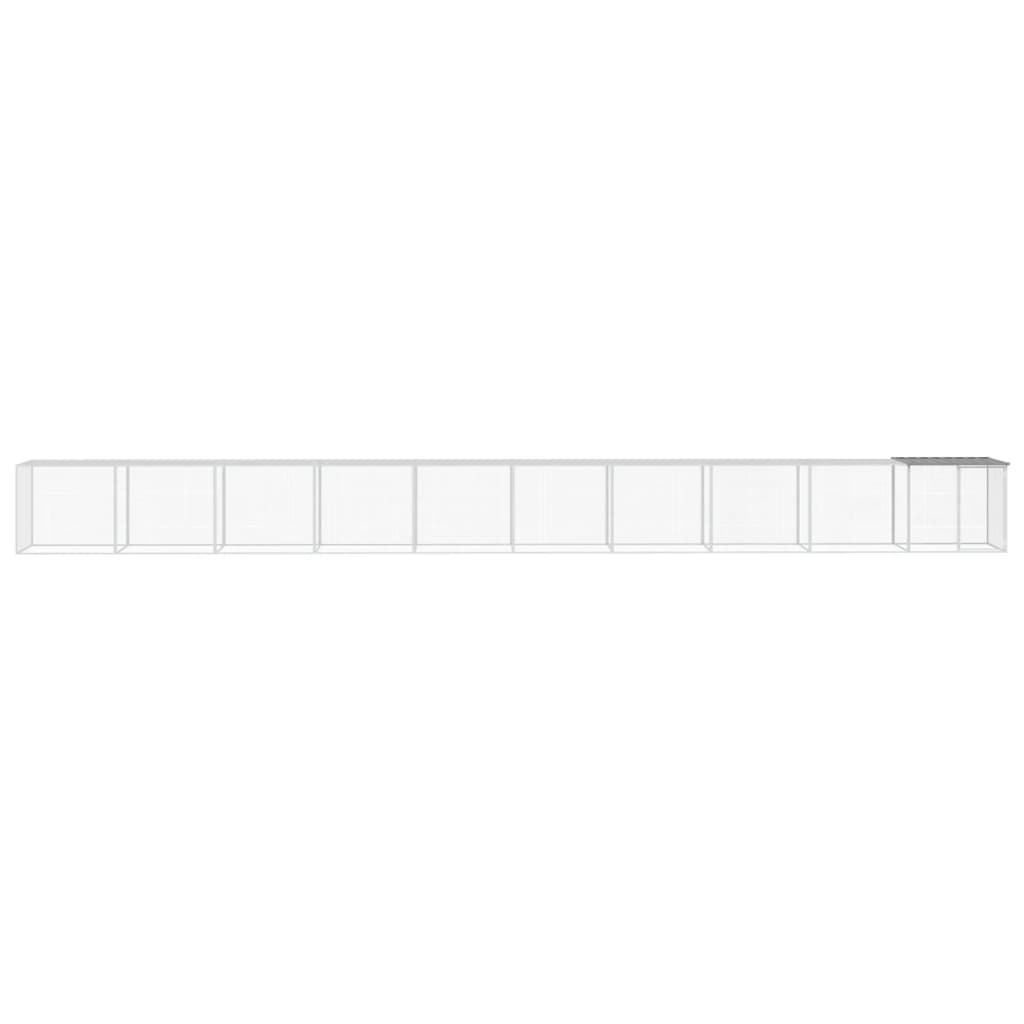 Kyllingbur med tak lysegrå 1003x98x90 cm galvanisert stål vidaXL